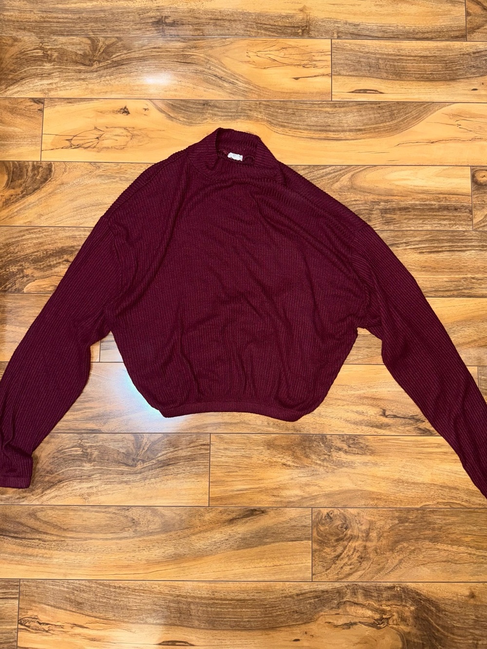 Garage Cropped Burgundy Knit Sweater